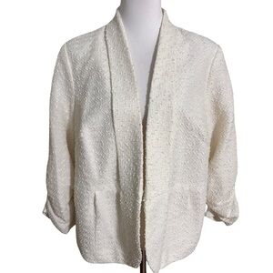 Elegant White Textured Women's Blazer